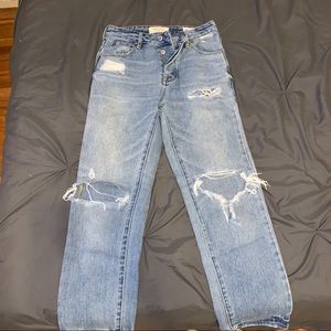 Distressed mom jeans